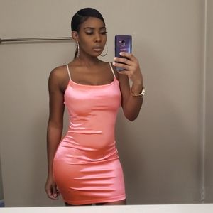 Pink satin dress
